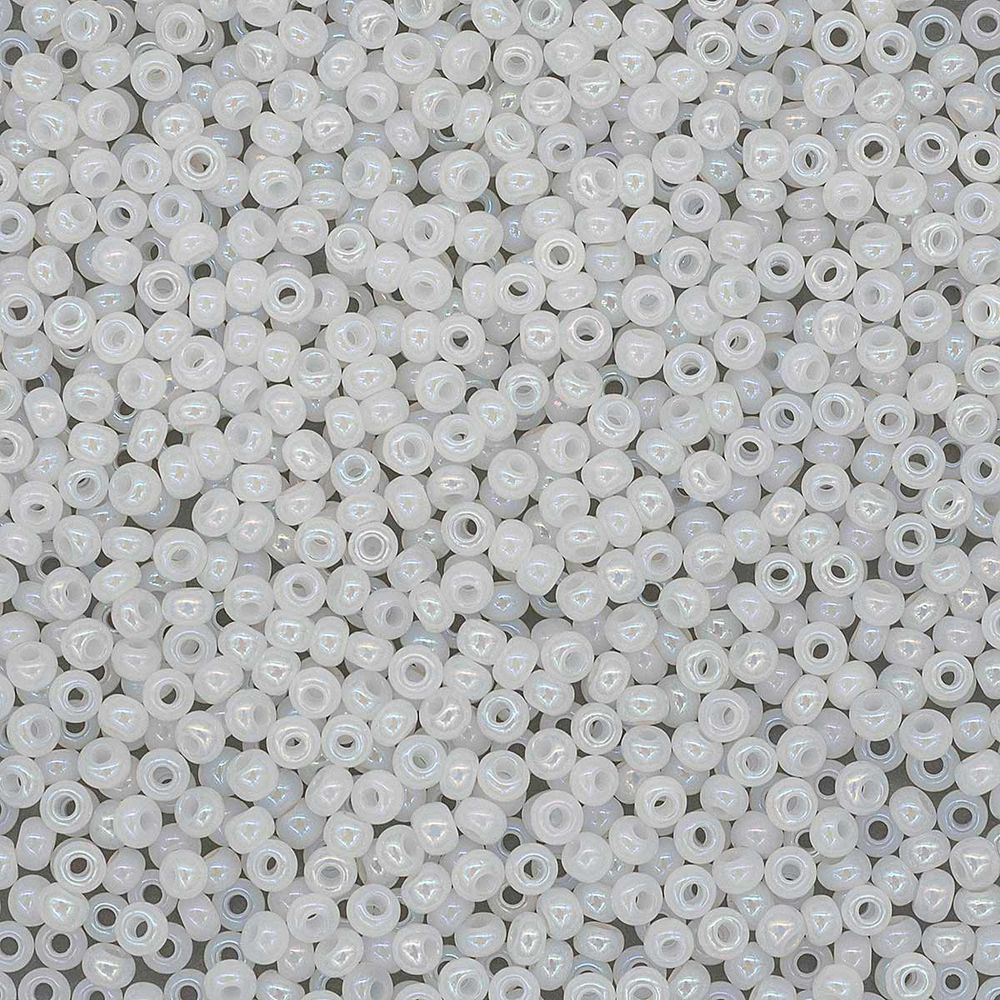 Бисер полупрозрачный с радужным покрытием, круг.отв., 500гр, Preciosa