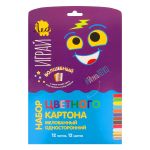 Картон цветной (золото и серебро), односторонний, мелованный A4 20х28.3 см, 12 л. 12 цв, Лео LPCB-07