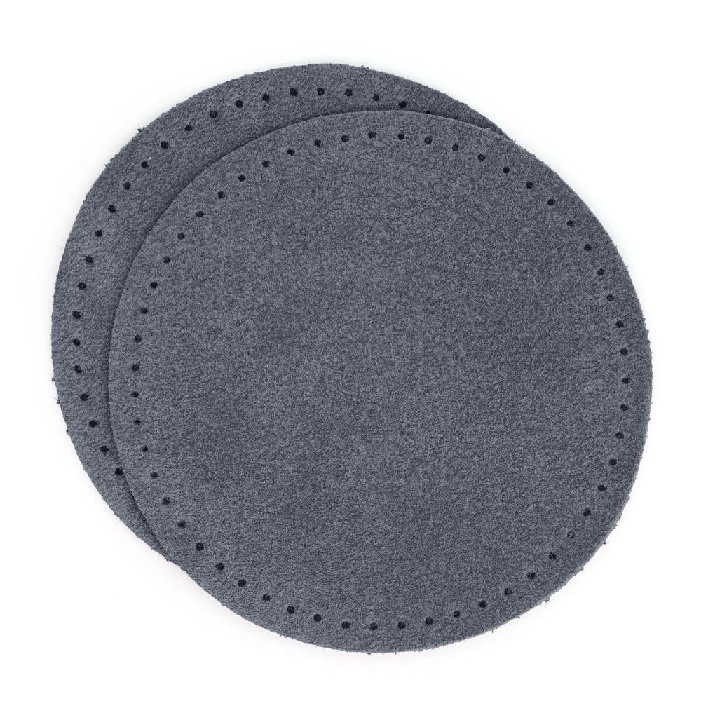 Заплатки пришивные из замши, круг ⌀8см с перфорацией, 2 шт, 100% кожа, 26 серый, 59121