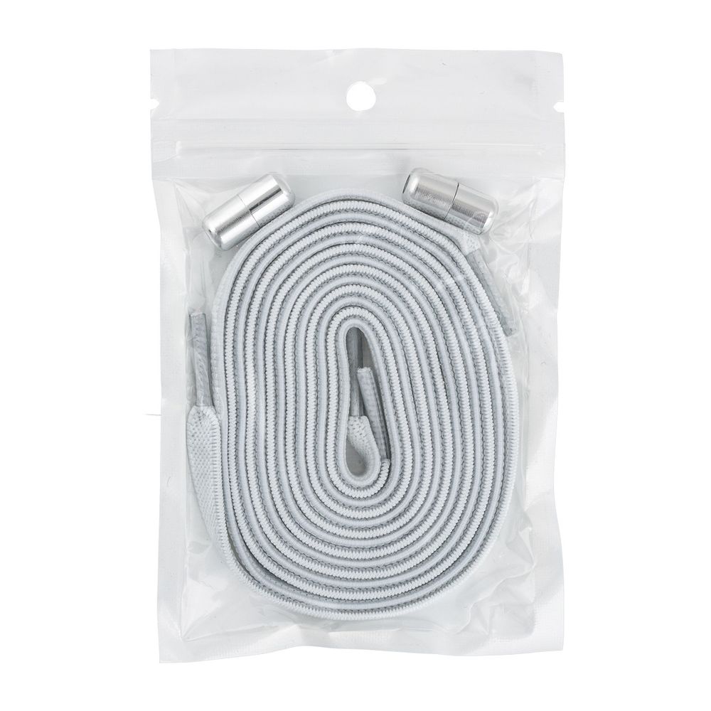 Шнурки эластичные с застежкой №3 Белый-серебро, Gamma GBG-06