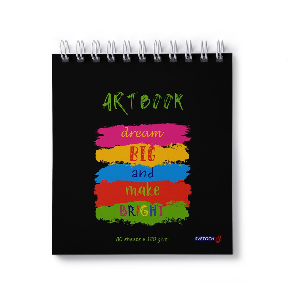 Артбук (скетчбук), выборочный лак, блок белый, с жесткой подложкой, 120 г/м², 166х175 мм, на гребне 80 л., 2 шт, Палитра красок 000634, Светоч 80АРТ-008