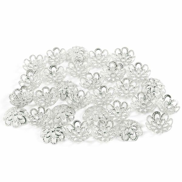 Шапочка для бусин, d-12 мм, 30 шт/уп, серебро