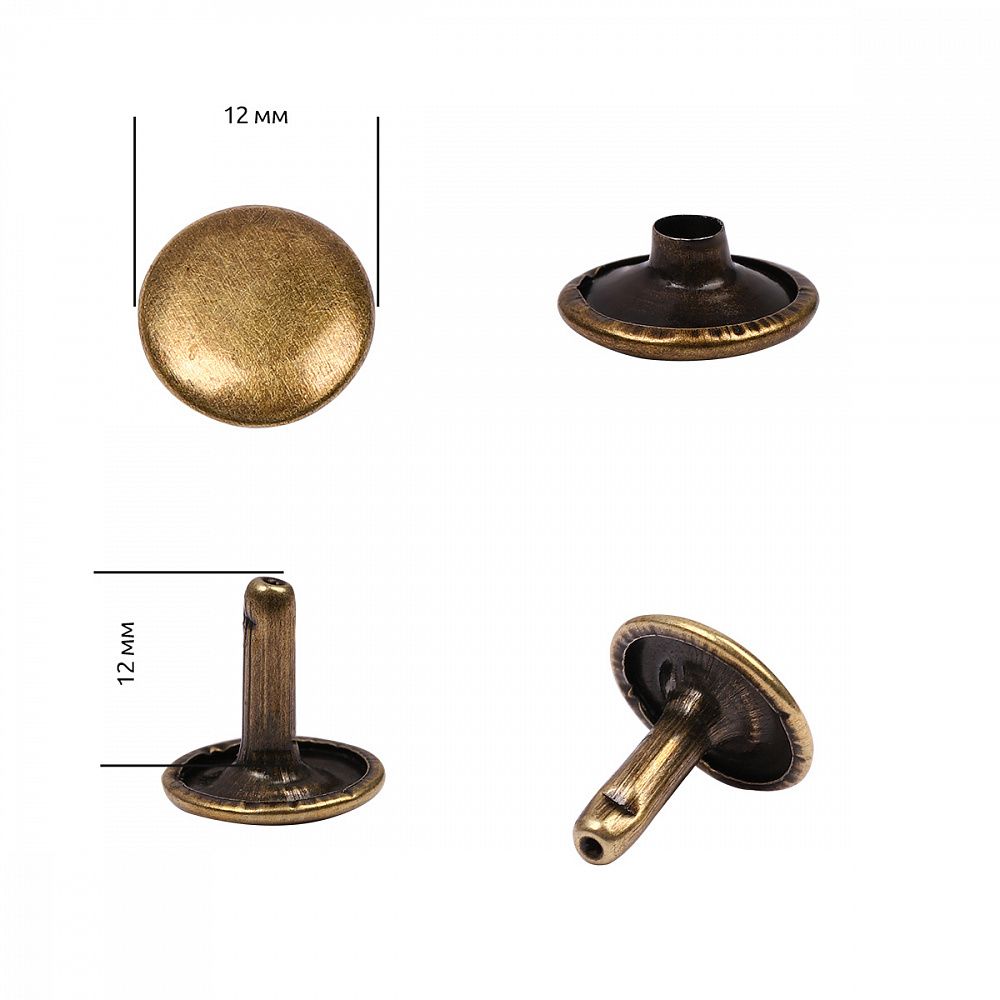 Хольнитены двухсторонние сталь 12х12 мм, №123, TBY.5212 цв. антик уп. 1000 шт, TBY