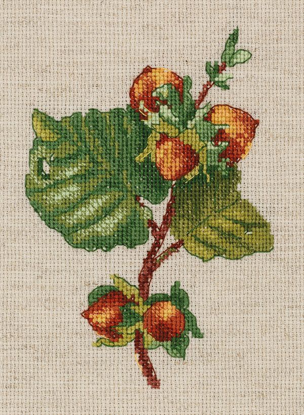 Набор для вышивания нитками Klart, Веточка орешника, 13х17,5 см