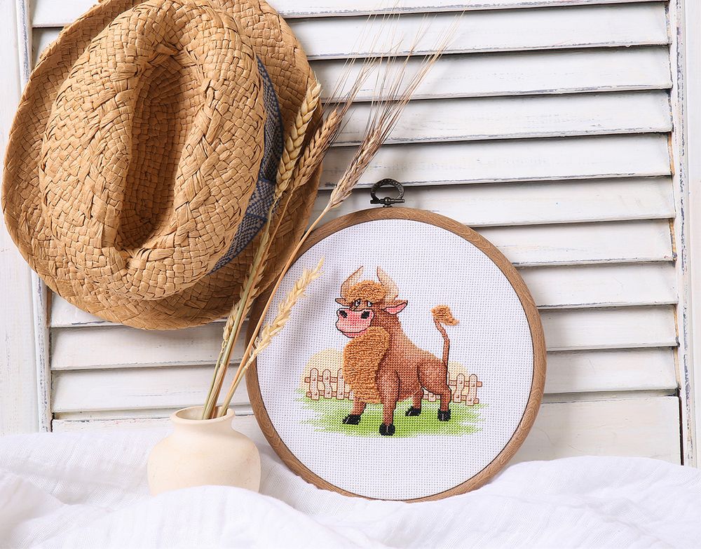 Набор для вышивания нитками Klart, Первый парень на деревне, 15,5х14,5 см