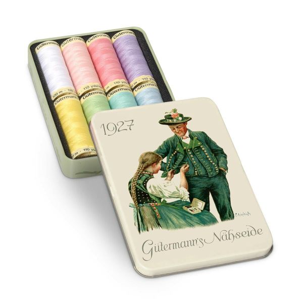 Швейные нитки (набор) Gutermann Sew-all 100м, 8 катушек, ассорти в металлической коробке 