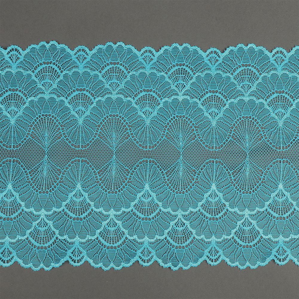 Кружево бельевое эластичное 195 мм / 10 м, цв.A2201 яркая бирюза, Kruzhevo