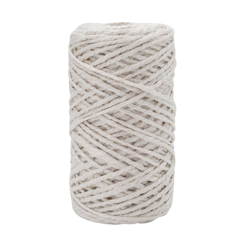 Шпагат джутовый ⌀1.4 мм / 100 метров (100 г), 2-ниточный, 1200 текс, евробобина, белый