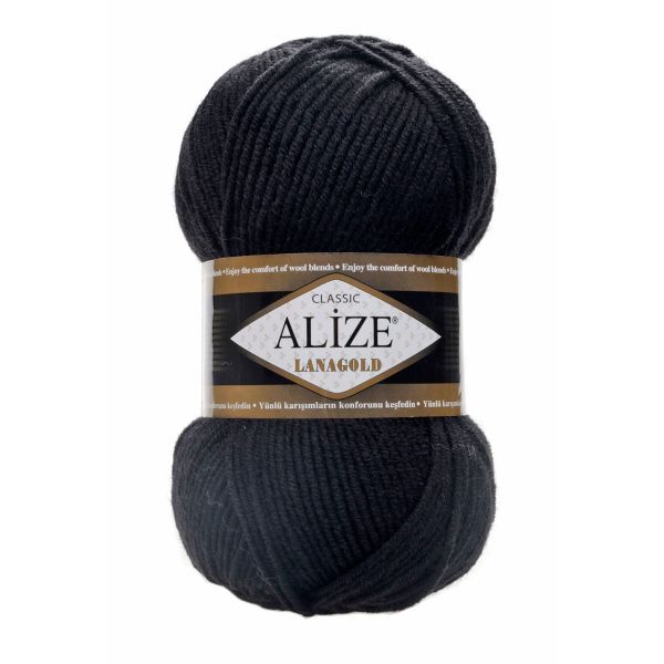 Пряжа Alize (Ализе) Lana Gold / уп.5 мот. по 100 г, 240м, 060 черный A