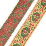 Лента (тесьма) жаккардовая 32.0 мм / 25±1 метров, рис. 9581 Гжель, (10 желтый/зеленый/красный) С1853Г17