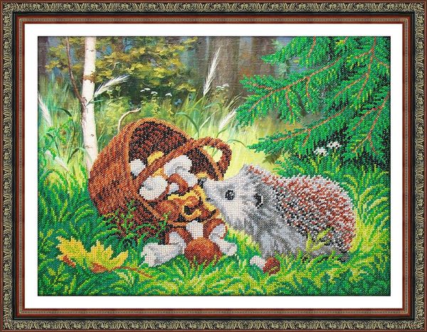 Набор для вышивания бисером Паутинка, Ежик 38х28 см