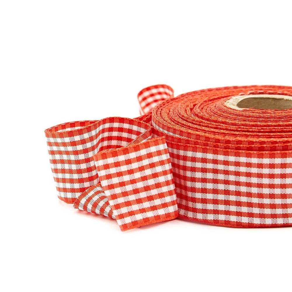 Лента Шотландка, 30.0 мм / 25 м (красный/белый), С3721