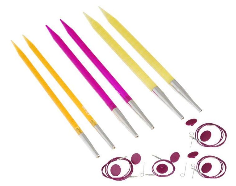 Набор съемных спиц Knit Pro Trendz Starter Set 3 вида спиц в наборе 4,5,6 мм, тросик 60,80,100 см, 50616