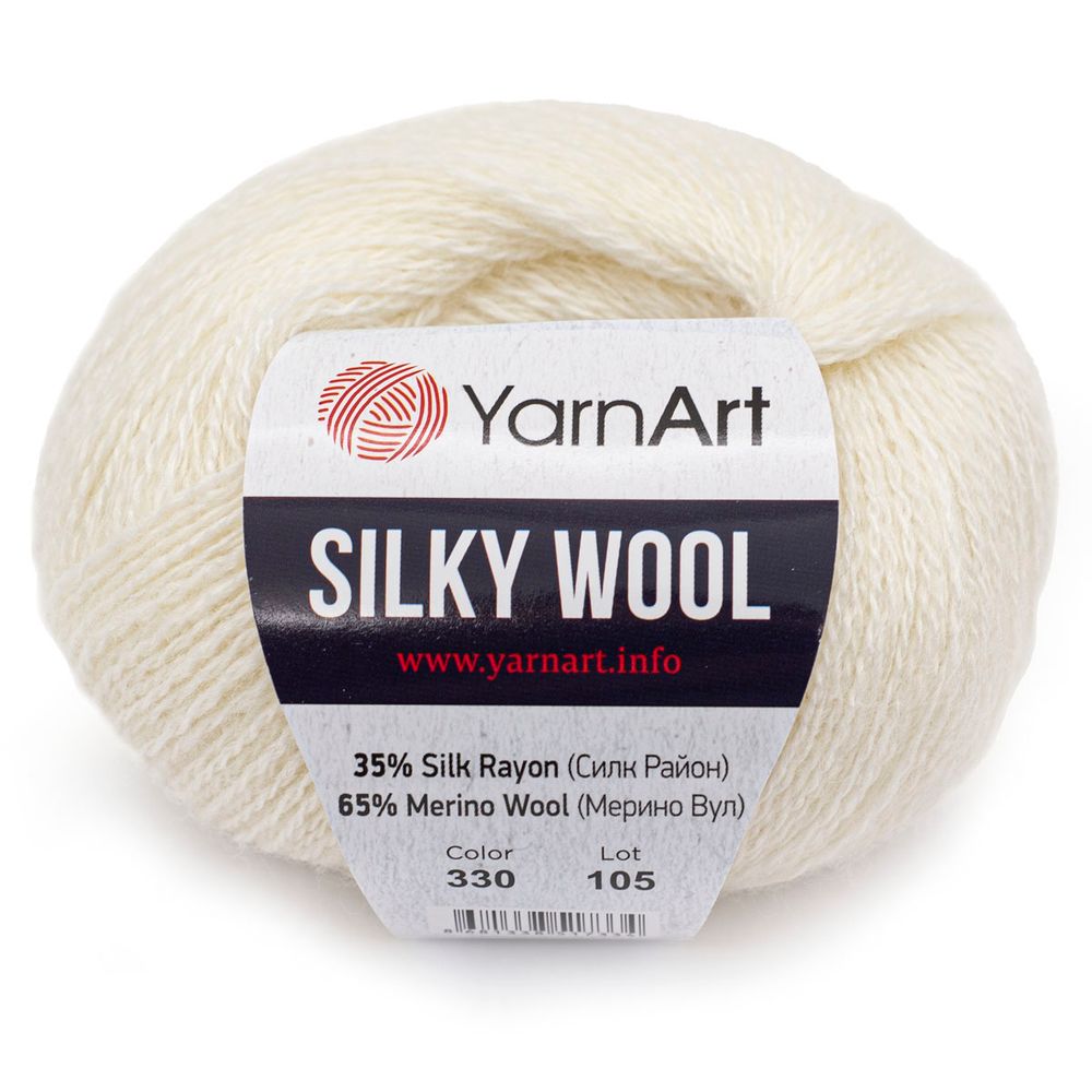Пряжа YarnArt (ЯрнАрт) Silky Wool / уп.10 мот. по 25 г, 190м, 330 молочный