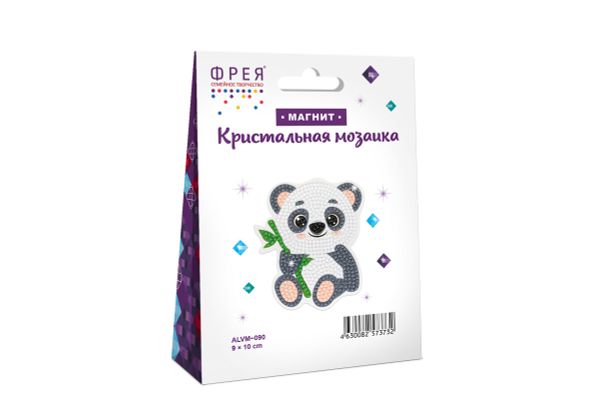 Алмазная (кристальная) мозаика Фрея ALVM-090, магнит Панда, 9х10 см