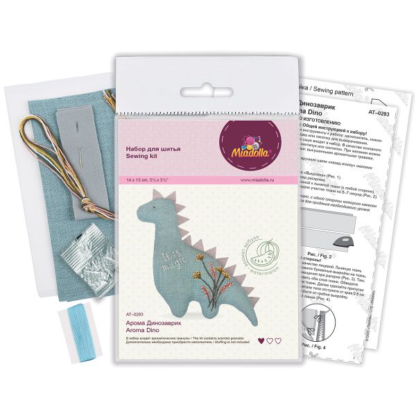 Набор для шитья игрушки Арома Динозаврик 14 см, Miadolla AT-0293