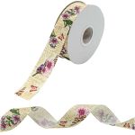 Лента репсовая (в рубчик) Цветы и бабочки 25 мм, 22.86 м