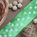 Лента атласная в горошек 45.0 мм / 3 метра, зеленый, Globus