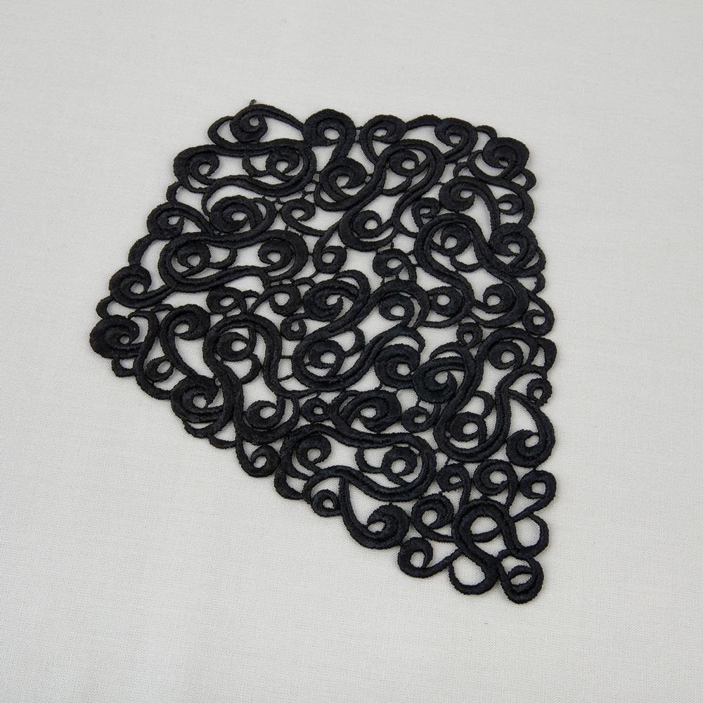 Пришивная кружевная вставка 160 мм, гипюр, 10 шт, Турция, черный, Gamma GIC-22-01
