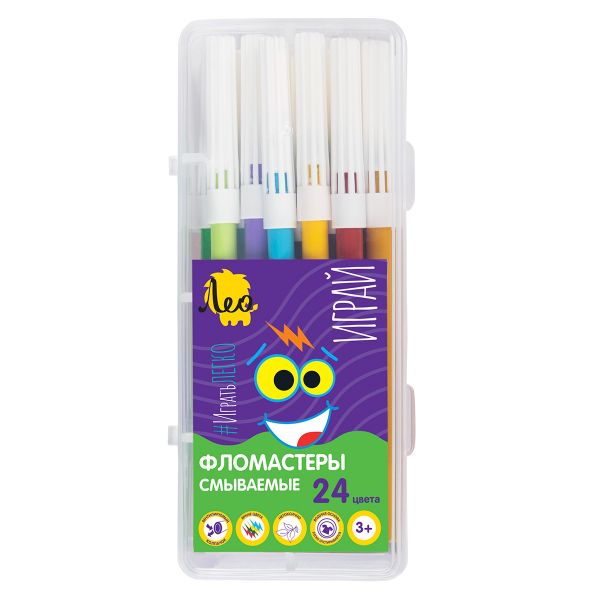 Фломастеры смываемые 24 цв, Лео LPFPB-24