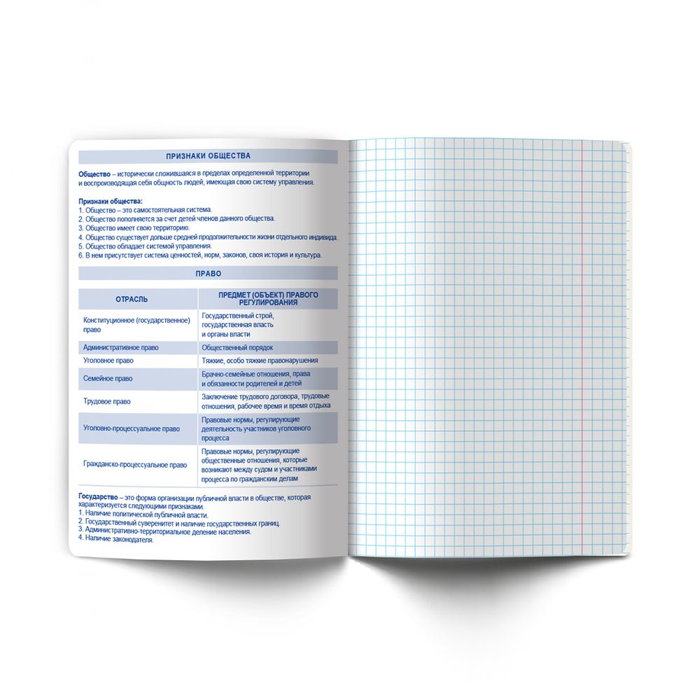 Тетрадь со справочным материалом Академия наук, A5 48 л. на скобе 60 г/м², белизна 90 %, 10 шт, клетка, 01283 Академия наук Обществознание, Светоч Т137