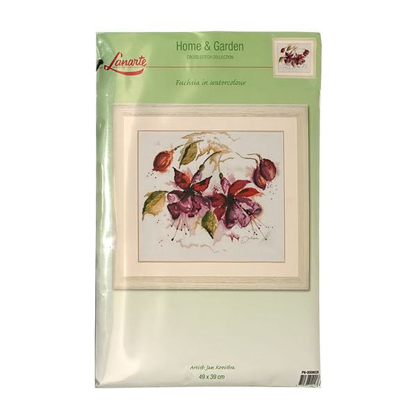 Набор для вышивания нитками Lanarte, Фиолетовые Цветы 49х39 см