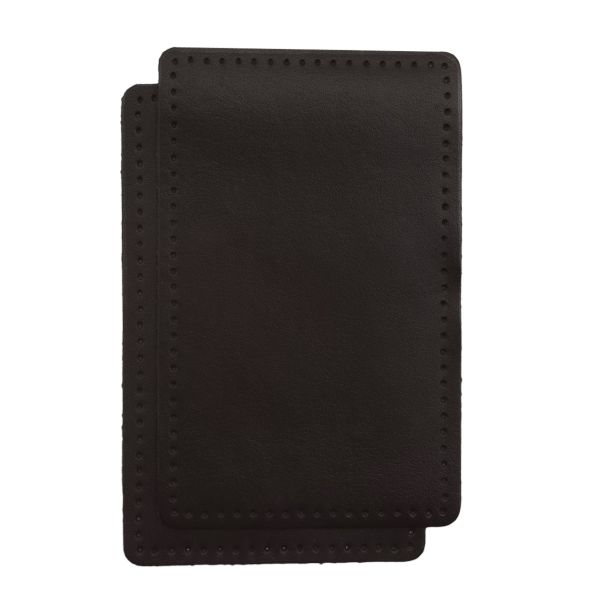 Заплатки пришивные из кожи, прямоугольник 8х12,7см с перфорацией, 2 шт, 100% кожа, 03 темно-коричневый, 9123