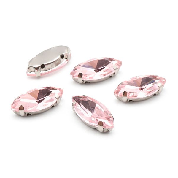 Хрустальные стразы в цапах формы миндаль, розовый 7х15 мм, 5 шт. Astra&Craft, МЦ011НН715