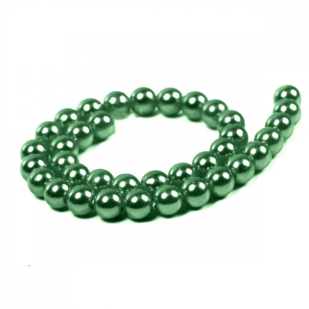 Бусины пластик (перламутр) ⌀10 мм, цв.035 изумруд, уп.500г (960 шт), Magic4Hobby