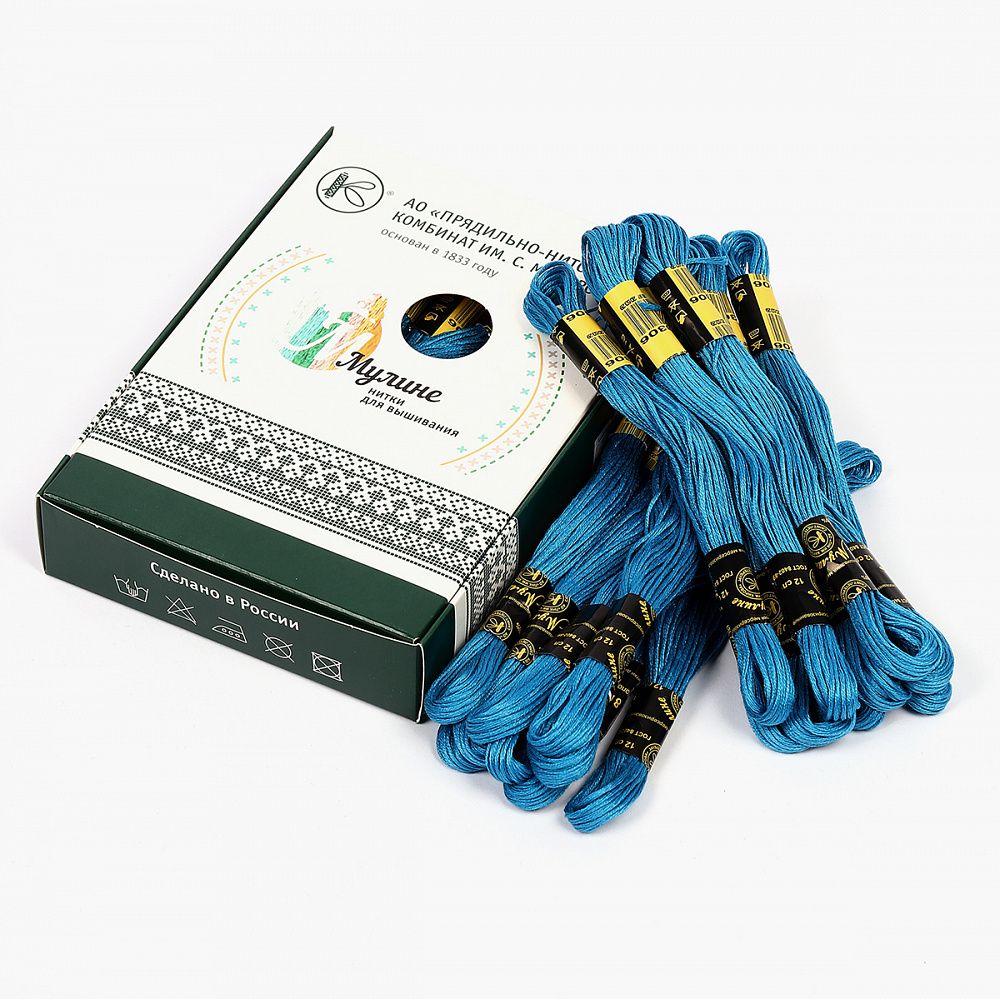 Мулине ПНК им.Кирова цв.3306 мор.волна, 24 мотка по 8 метров