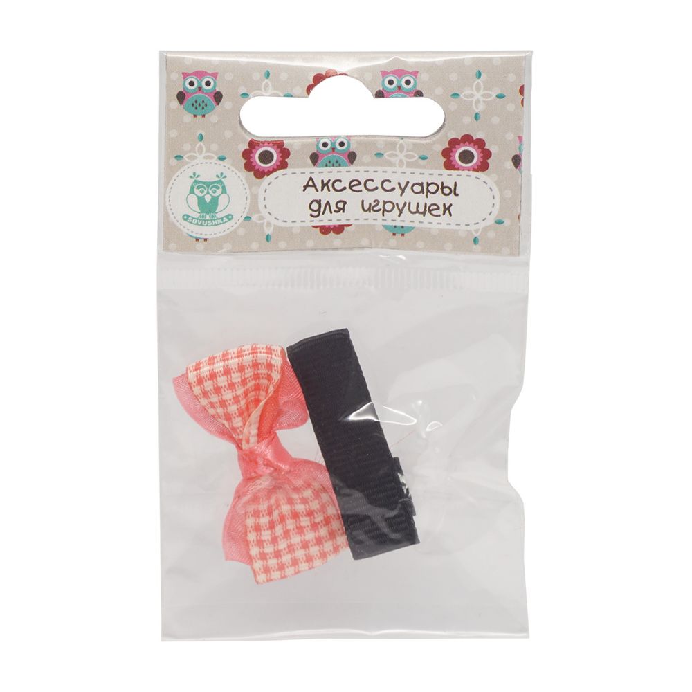 Набор Б-003 мини бантик+заколка 36мм/35мм (розовый/черный) 29354