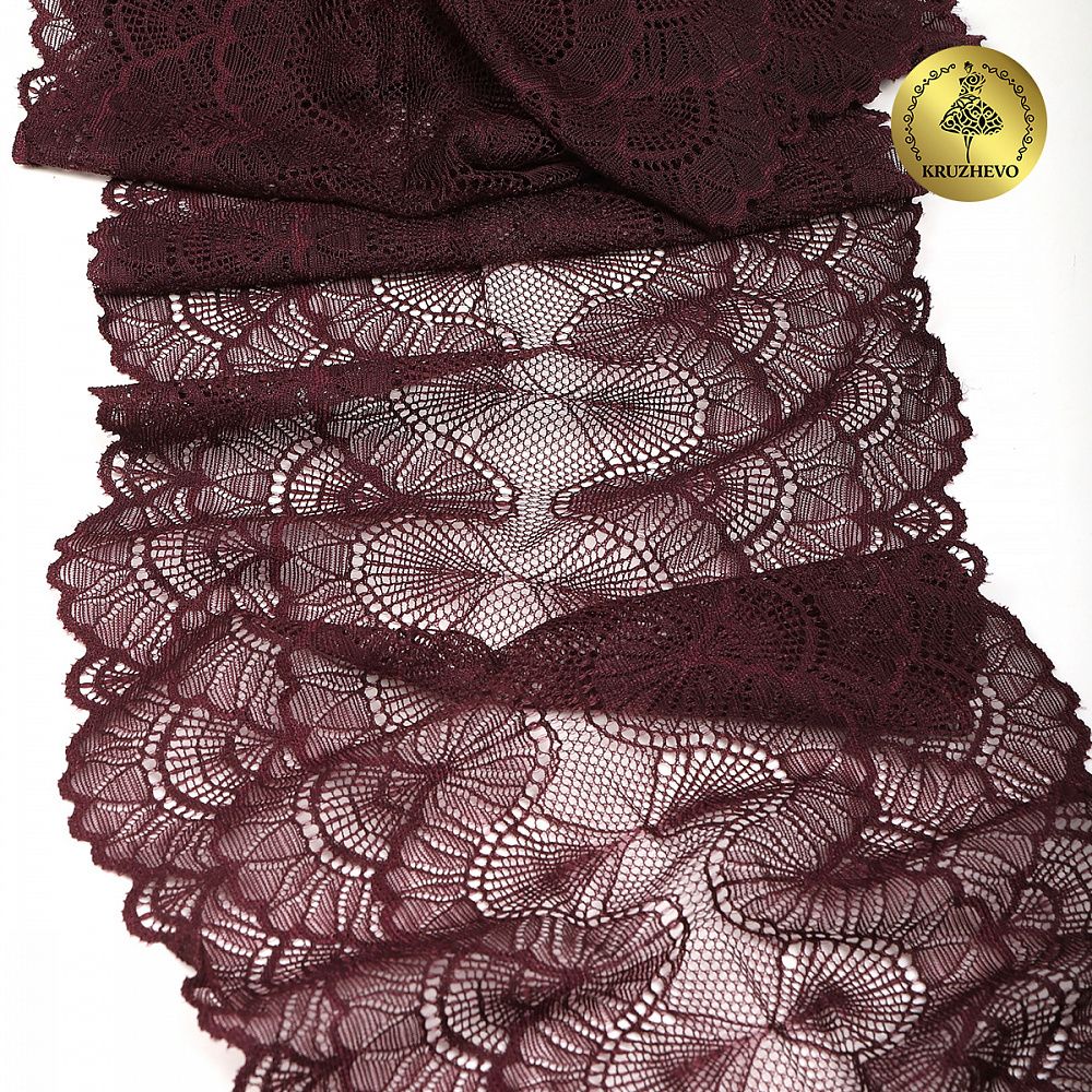 Кружево бельевое эластичное 195 мм / 3 м, 8034 цв.L076 сливовое вино, Kruzhevo