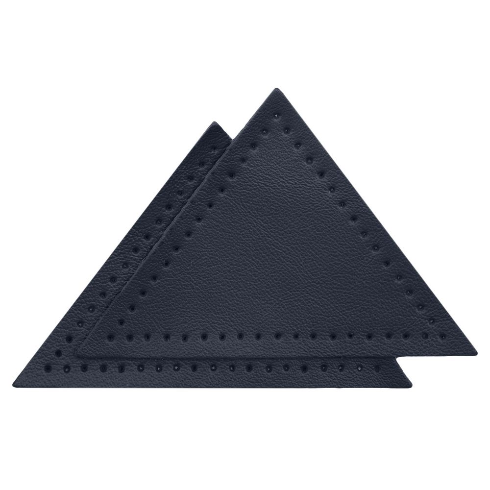 Заплатки пришивные из кожи, треугольник равнобедр., стор. 8см, с перфорацией, 2 шт, 100% кожа, 05 темно-синий, 9903