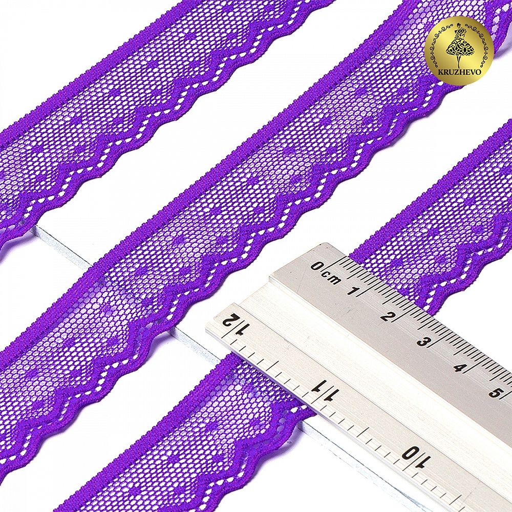Кружево эластичное (стрейч) 25 мм, 8028, цв.A0507 фиолетовый неон уп.50м, Kruzhevo