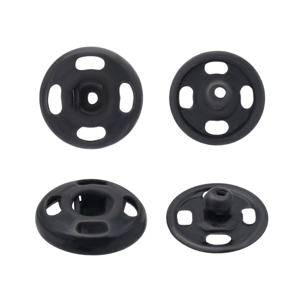 Кнопка пришивная металл 7 мм, черный, 12 шт, Pony, 76560