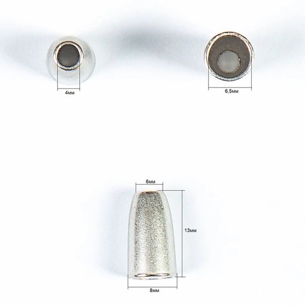 Наконечник для шнура металл колокол ⌀3,5/6,5 мм, 14х8 мм, мет. цв.серебро, 20 шт