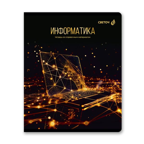 Тетрадь со справочным материалом Золотая коллекция, тиснение золотой фольгой, A5+ 48 л. на скобе 65 г/м², белизна 100 %, 10 шт, клетка, 01332 Золотая коллекция Информатика, Светоч Т145