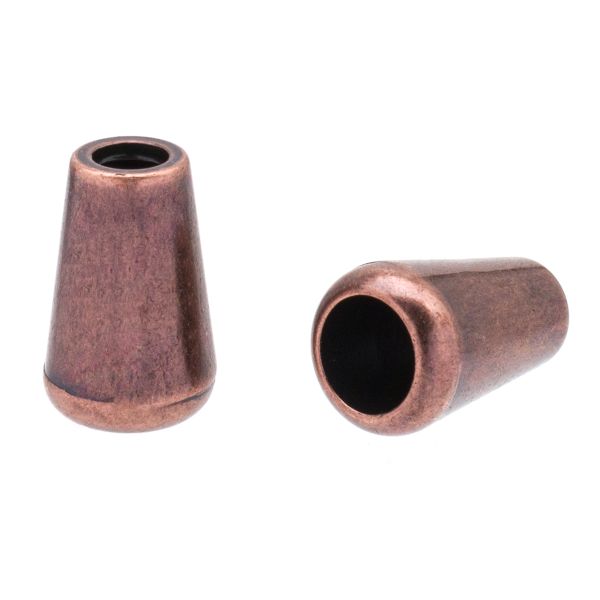 Наконечник для шнура пластик 15.5х10 мм, отв.1: 4 мм, отв.2: 6.6 мм, 50 шт, медный, PNK07