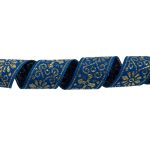 Лента (тесьма) жаккардовая 23.0-25.0 мм / 25 метров, синий/под золото, Blitz