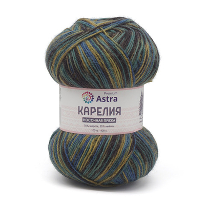 Пряжа Astra Premium (Астра Премиум) Карелия носочная (Karelia sock) / уп.2 мот. по 100 г, 400 м, 1004