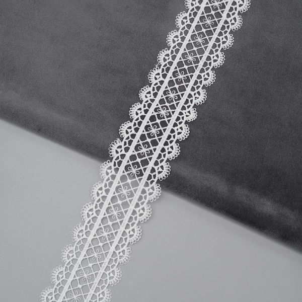 Кружево гипюр (плетёное) 40 мм, / 13.71 метра, белый