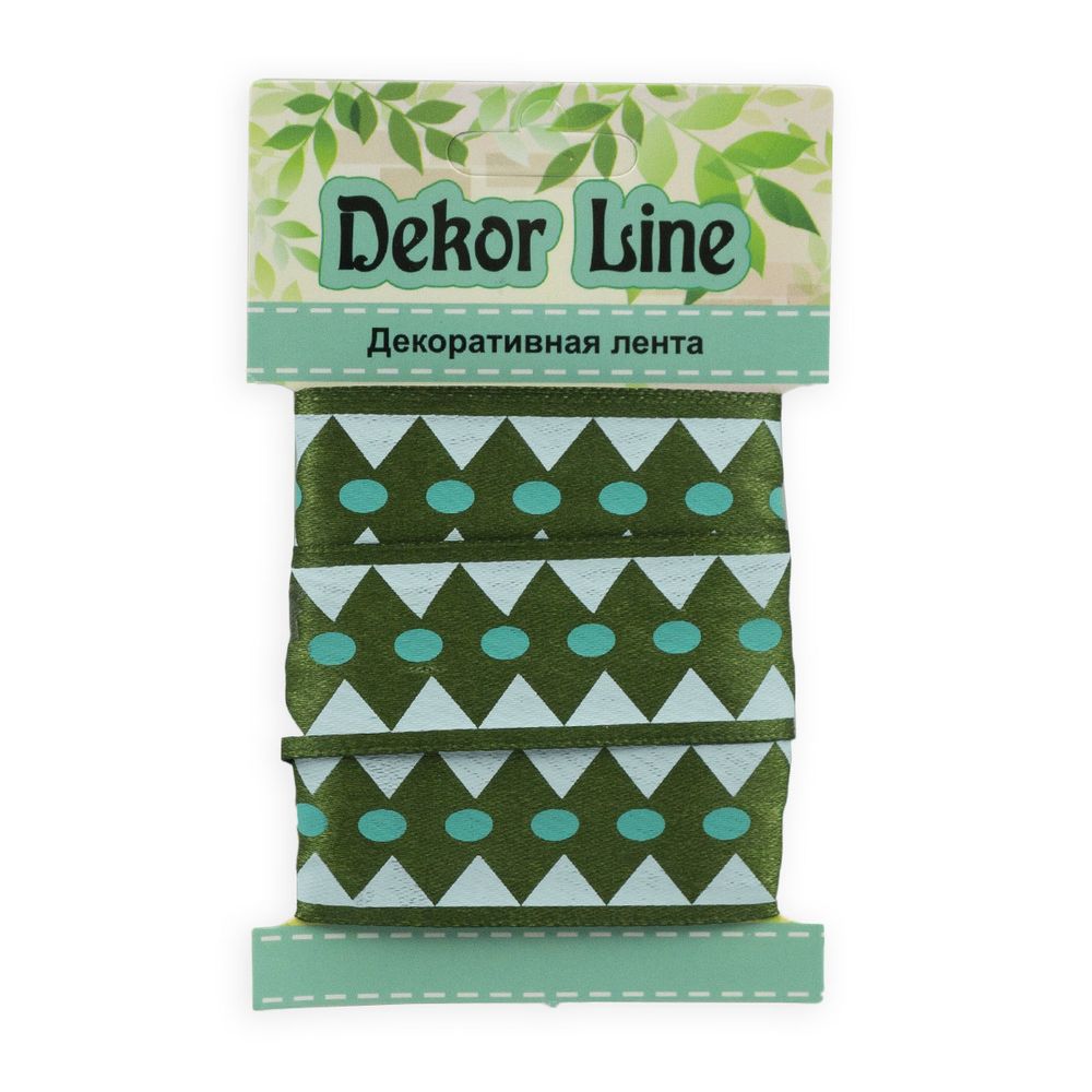 Лента атласная с рисунком Ромбы 25.0 мм / 3 метра, зеленый, Globus