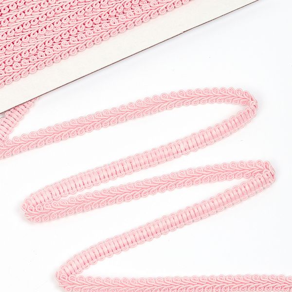 Тесьма Шанель плетеная 8 мм, 0384-0017 цв.43 розовый уп.9м