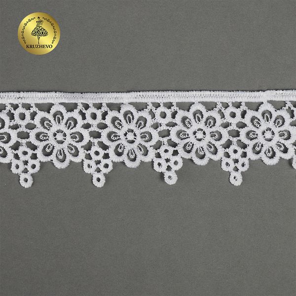 Кружево гипюр (плетёное) матовое 40 мм, цв.01 белый, 13,71м, Kruzhevo