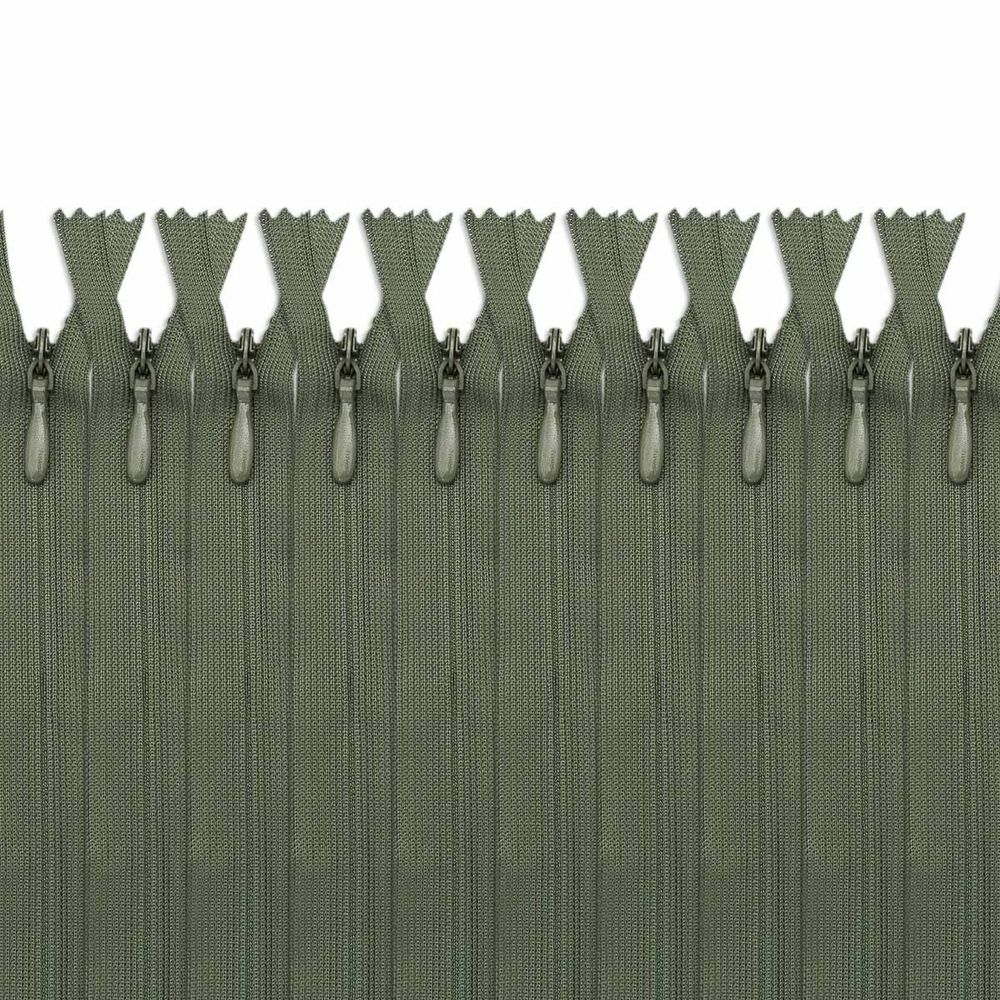 Молния потайная (скрытая) Т3 (3 мм) 1 зам., н/раз., 50 см, хаки, 31272 / 50, 10 шт