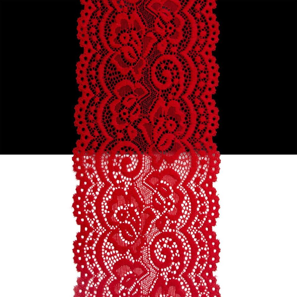 Кружево эластичное (стрейч) 100 мм / 3 метра, C820 красный