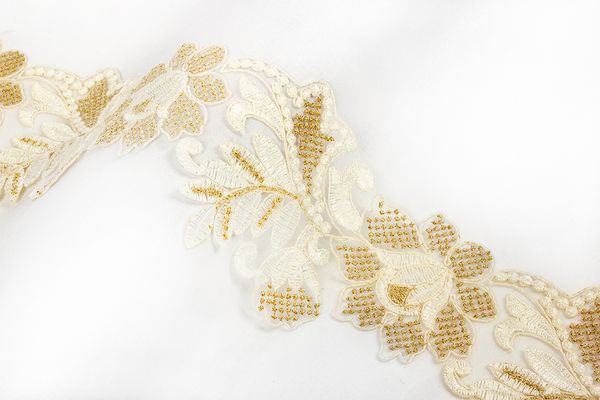 Кружево на сетке широкое 110 мм / 11 м, TL003CR кремовый, Gamma GFLM-24087