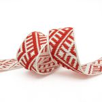 Лента (тесьма) жаккардовая 24.0 мм / 25±1 метров, Славянский орнамент Оберег, рис.9467 белый/красный, С3772Г17