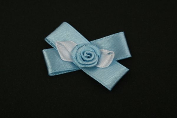 Цветочки пришивные 3х4 см, атласная на банте, 10 шт, 48 голубой, Blitz