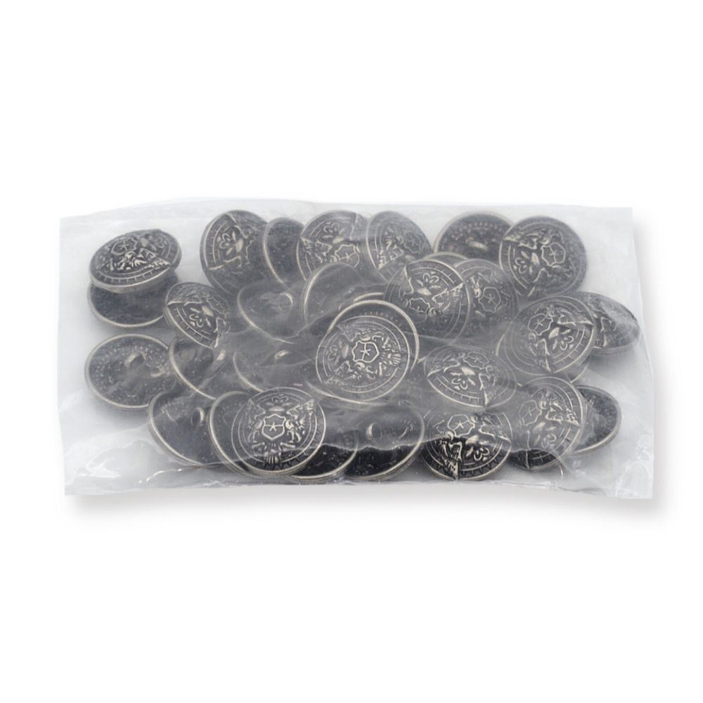 Пуговицы на ножке 28L (18мм), металл (Old Nickel серебро черненое), 36 шт, ME 643